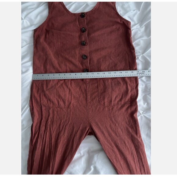 Marine Layer 54% Hemp Sydney Beach Jumpsuit Sustainable Wide Leg Boho CLAY MED - Picture 12 of 12